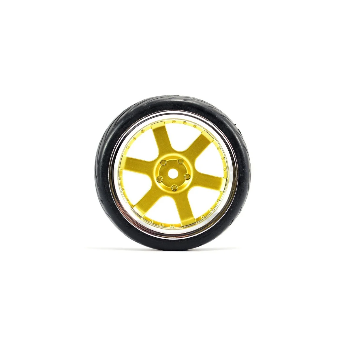 6-spoke 26mm 1/10 chrome gold track wheels (4) Fastrax Fastrax FAST0087GC - 2 6-spoke 26mm 1/10 chrome gold track wheels (4) Fastrax Fastrax FAST0087GC - 2