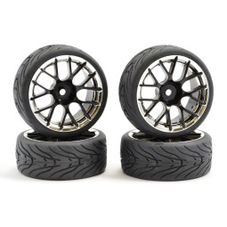 Roues piste chrome noir 14 rayons 26mm 1/10 (4) Fastrax Fastrax FAST0097BC - 1