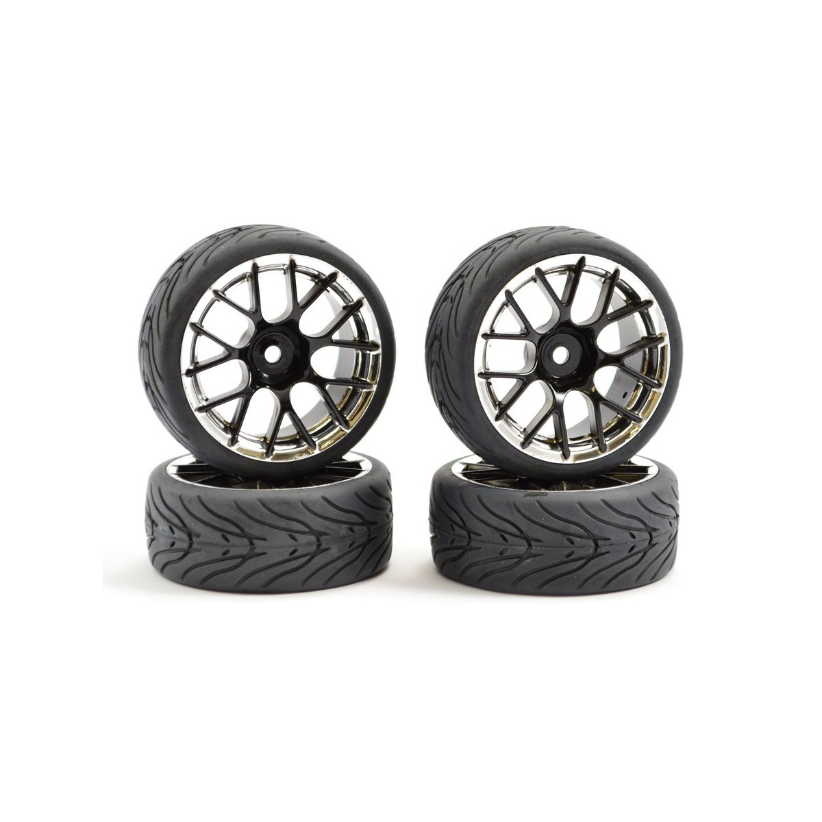 Roues piste chrome noir 14 rayons 26mm 1/10 (4) Fastrax Fastrax FAST0097BC - 1