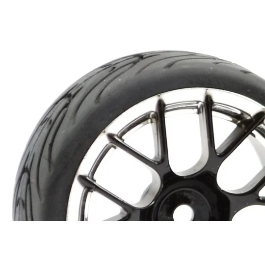 FAST0097BC-Roues piste chrome noir 14 rayons 26mm 1/10 (4) Fastrax - FAST0097BC