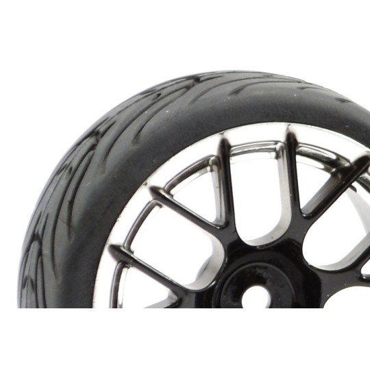 FAST0097BC-Roues piste chrome noir 14 rayons 26mm 1/10 (4) Fastrax