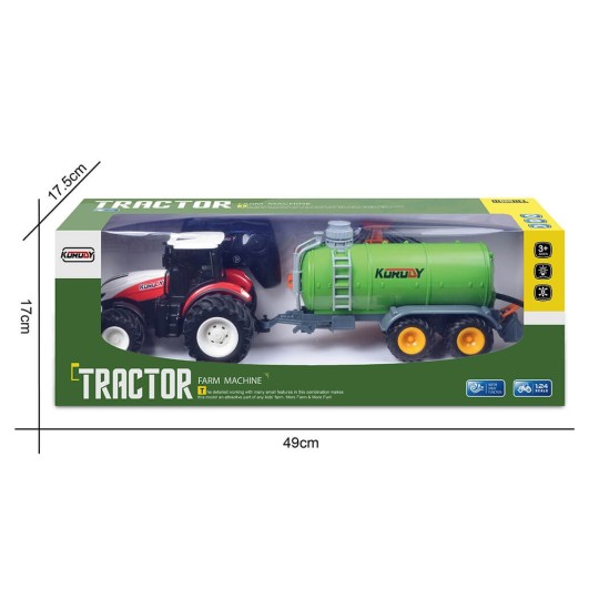 Big Wheel RC Tractor + Fertilizer Sprayer Tanker 1/24 Korody K-6642K - 5 K-6642K-Big Wheel RC Tractor + Fertilizer Sprayer Tanker 1/24 Korody - K-6642K