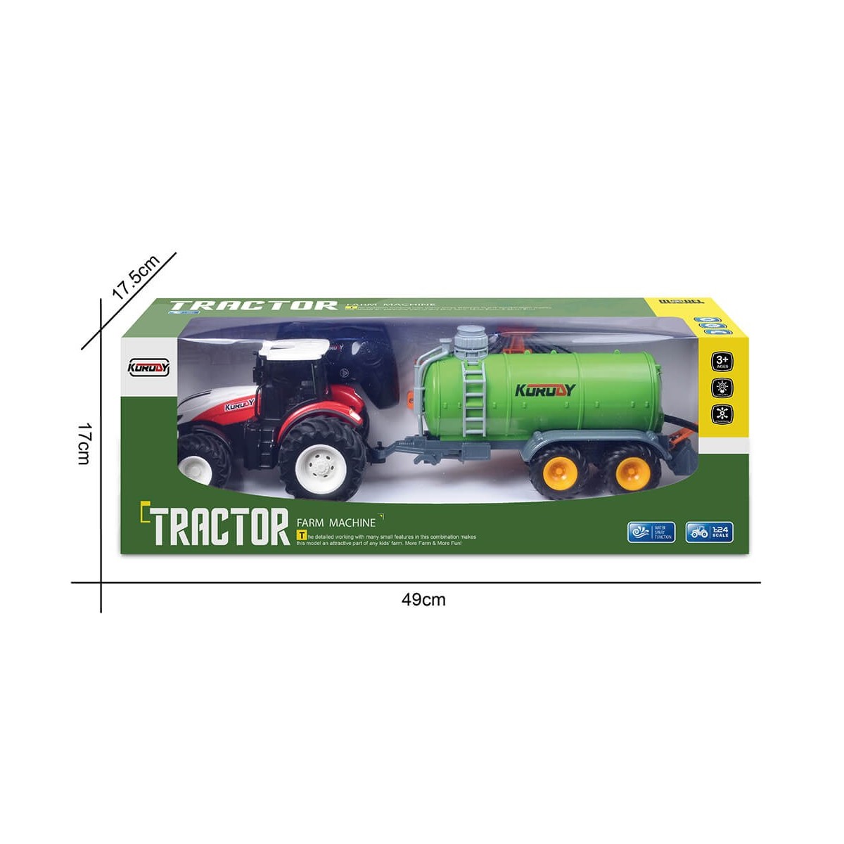 Big Wheel RC Tractor + Fertilizer Sprayer Tanker 1/24 Korody  K-6642K - 5