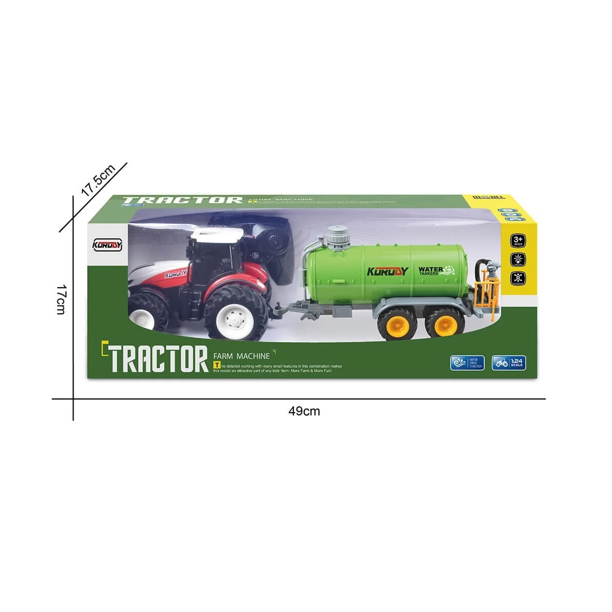 Korody Big Wheel RC Tractor + Sprinkler Tanker 1/24 K-6647K - 4