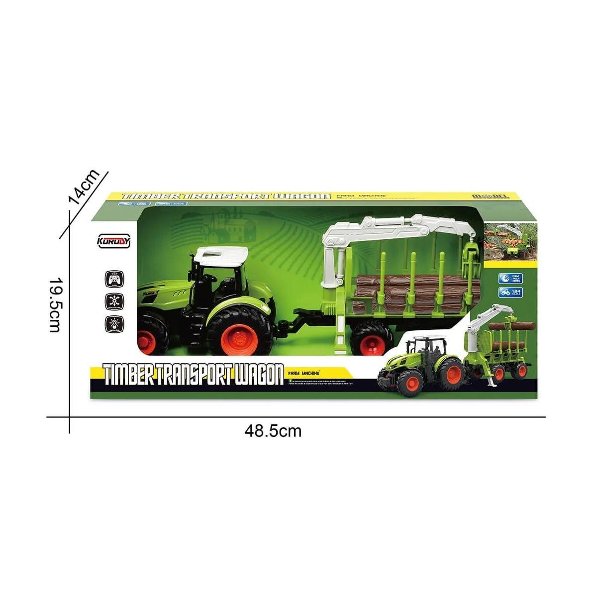 Green + RC Tractor with 1/24 Korody Grapple K-6648 - 4 Green + RC Tractor with 1/24 Korody Grapple K-6648 - 4