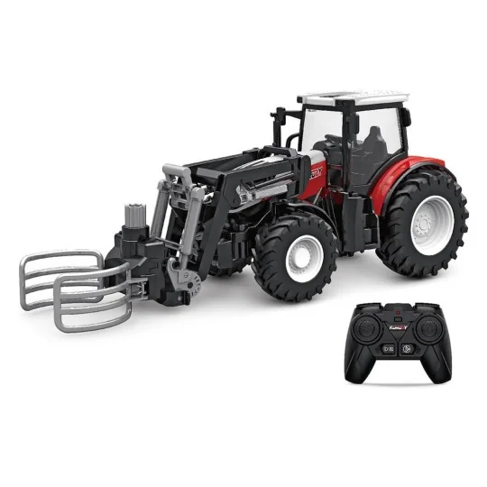Red RC Tractor with Fork and Clamp Boots 1/24 Korody K-6634 - 1 K-6634-Red RC Tractor with Fork and Clamp Boots 1/24 Korody - K-6634