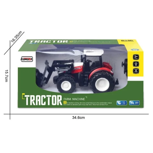 K-6631-Red RC Tractor with Fork and Grapple 1/24 Korody
