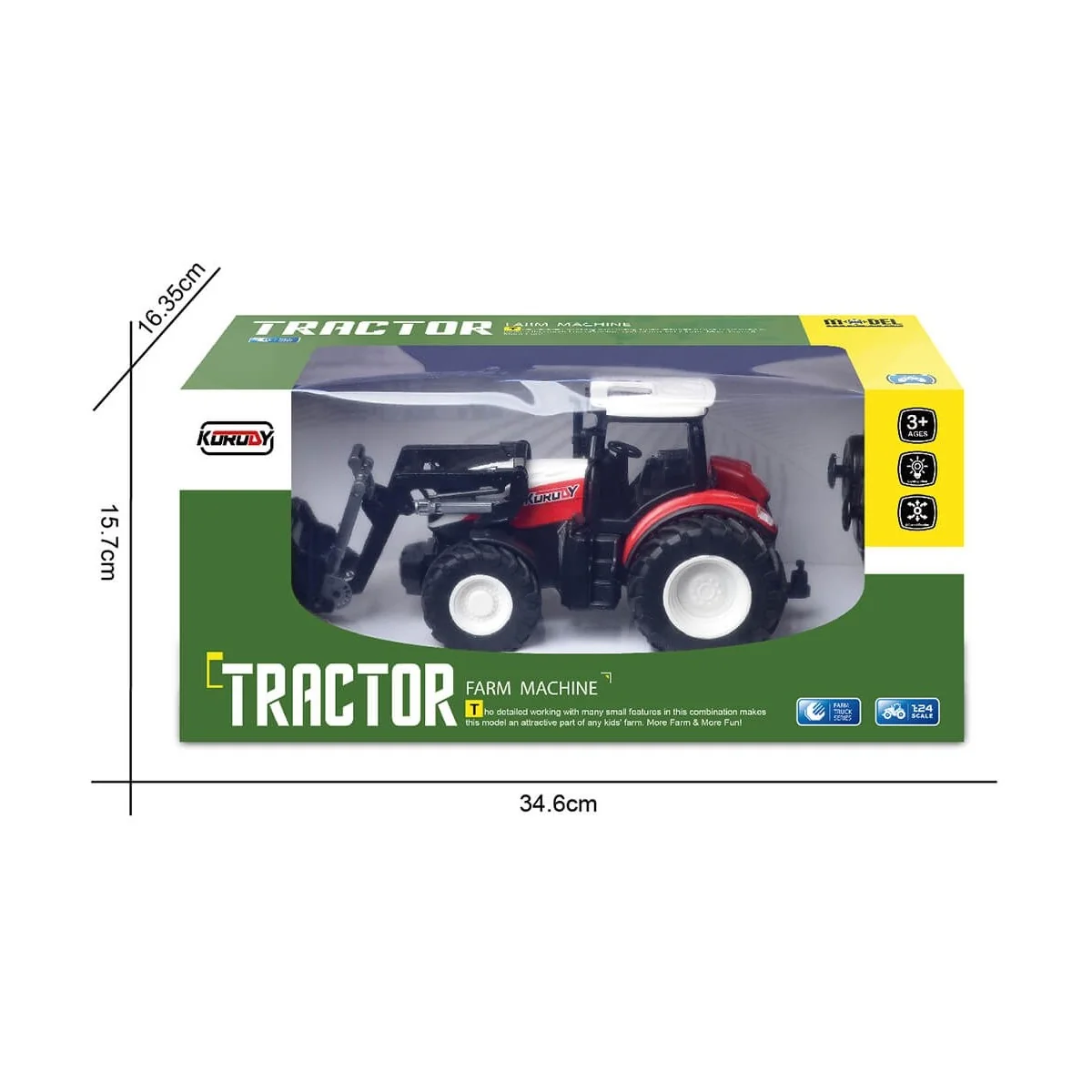 Tracteur RC rouge avec fourche et grappin 1/24 Korody K-6631 - 4