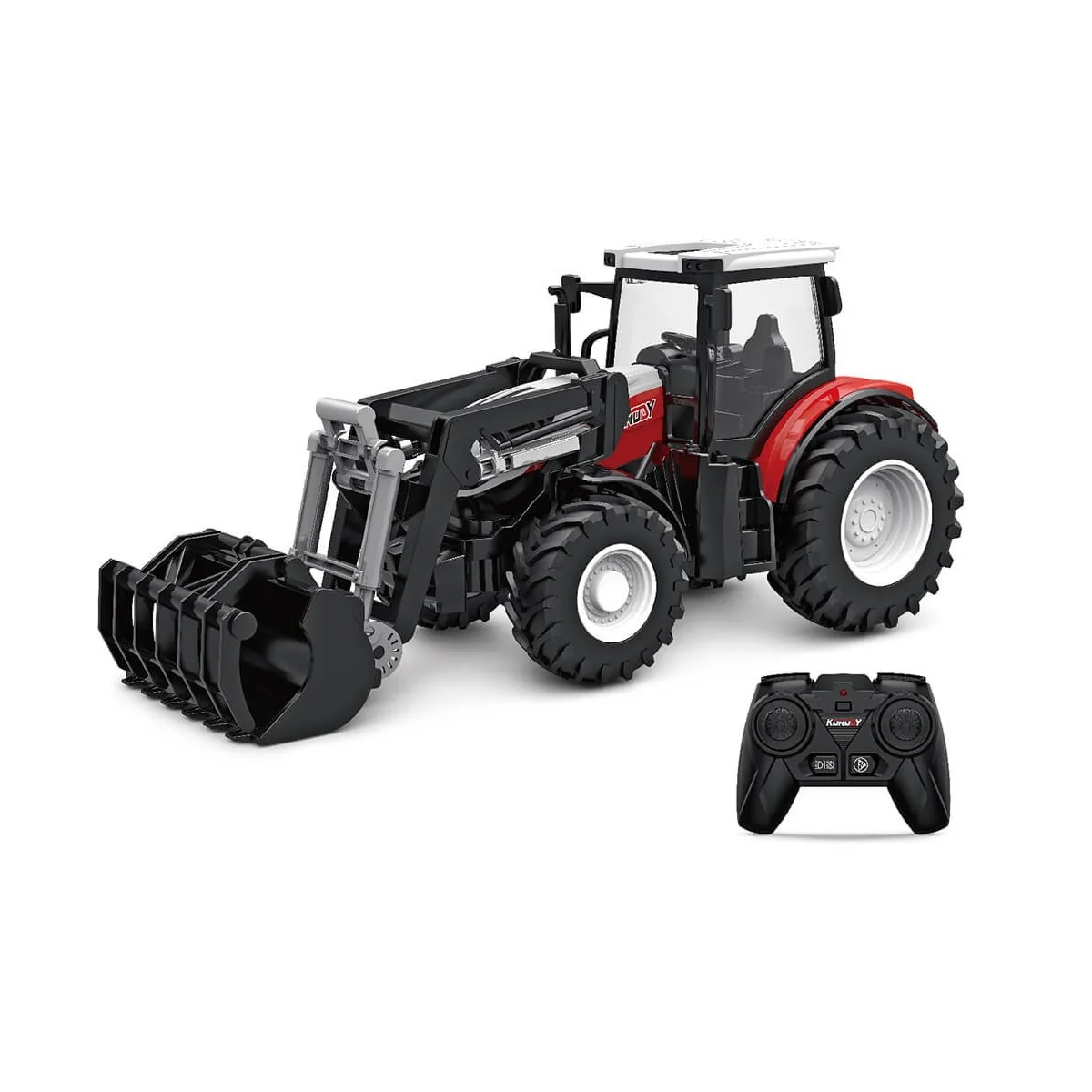Tracteur RC rouge avec fourche et grappin 1/24 Korody K-6631 - 1