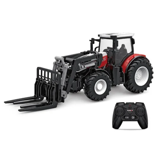 K-6633-Red RC Tractor with Fork and Tines Pallet Truck 1/24 Korody - K-6633
