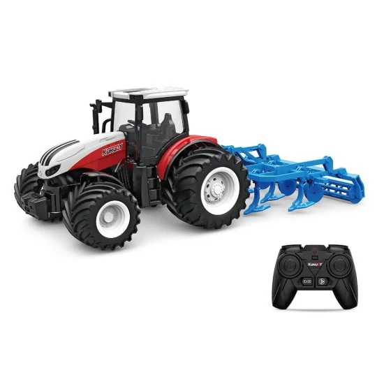Tracteur RC rouge grosses roues avec herse 1/24 Korody K-6639K - 1 K-6639K-Tracteur RC rouge grosses roues avec herse 1/24 Korody - K-6639K