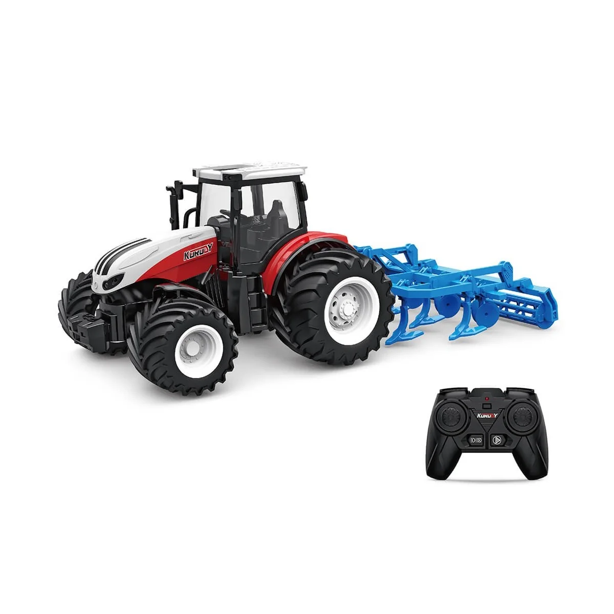Red Big Wheel RC Tractor with Harrow 1/24 Korody K-6639K - 1