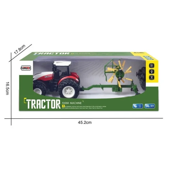 K-6637K-Tracteur RC rouge grosses roues avec andaineur 1/24 Korody