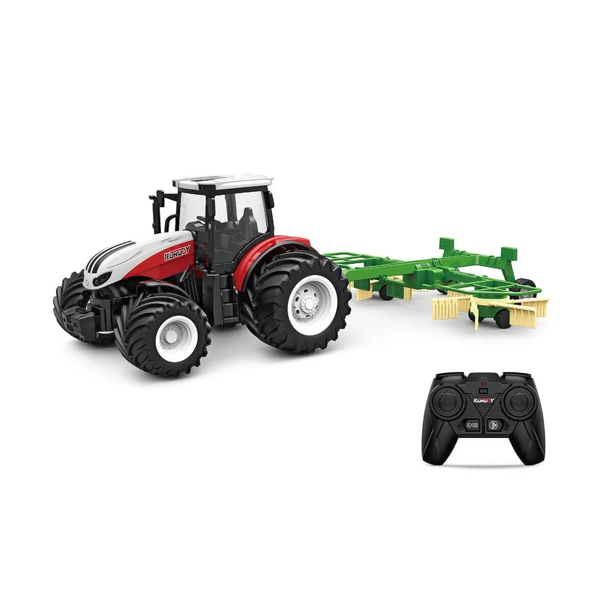 Tracteur RC rouge grosses roues avec andaineur 1/24 Korody K-6637K - 1