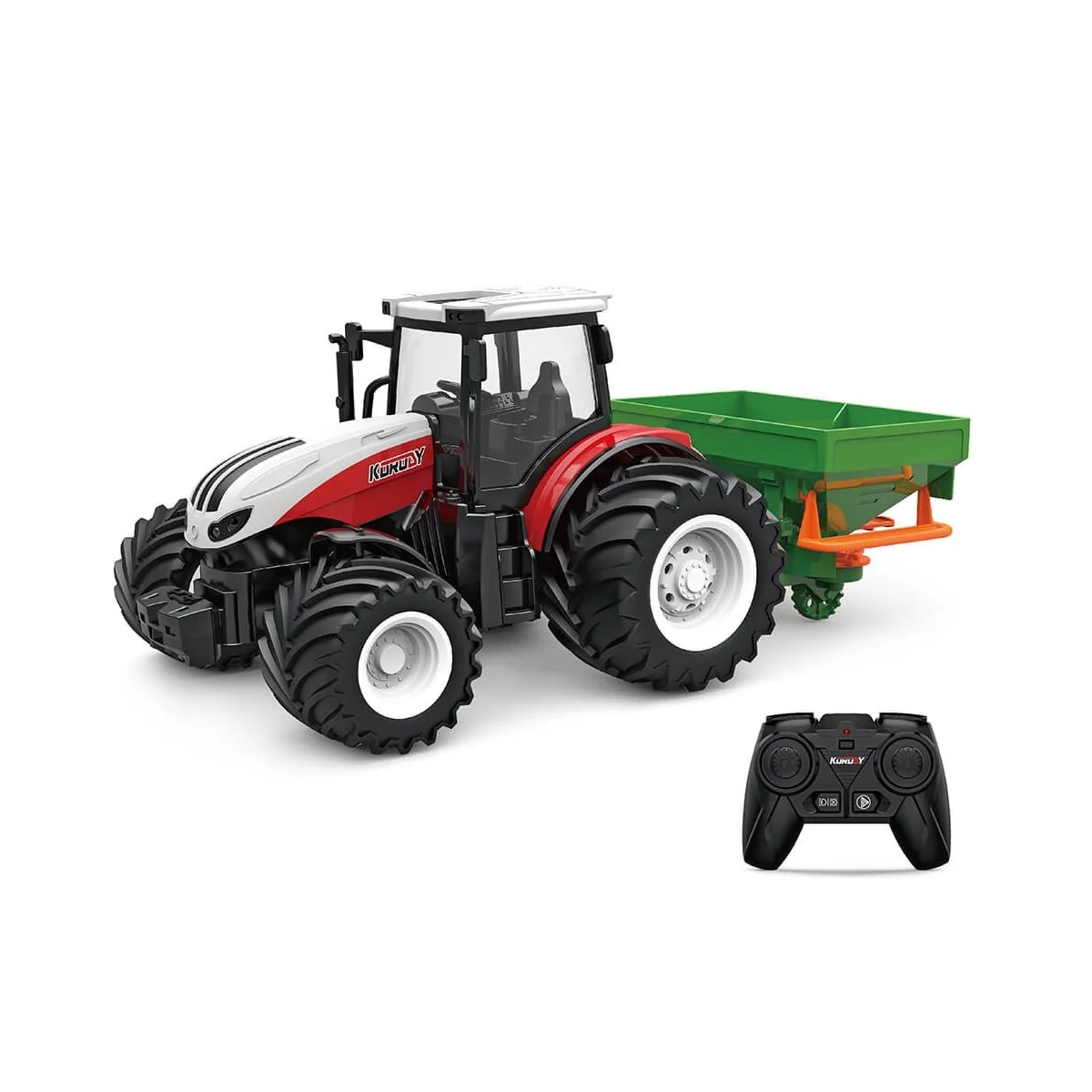 Tracteur RC rouge grosses roues avec semoir à engrais 1/24 Korody K-6635K - 1