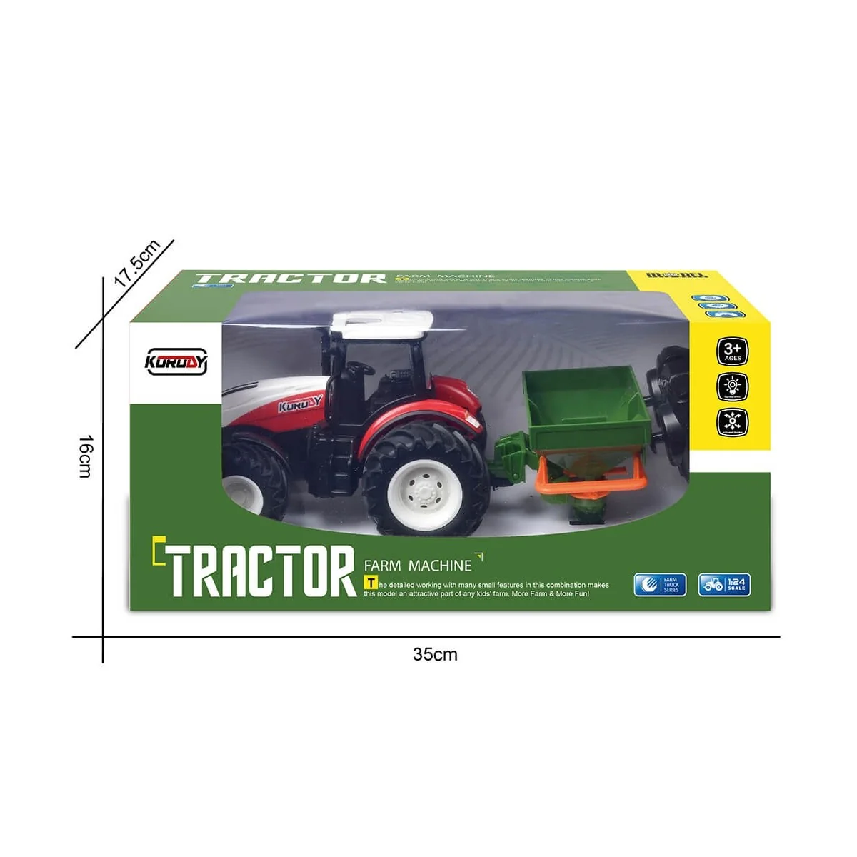 Tracteur RC rouge grosses roues avec semoir à engrais 1/24 Korody  K-6635K - 8