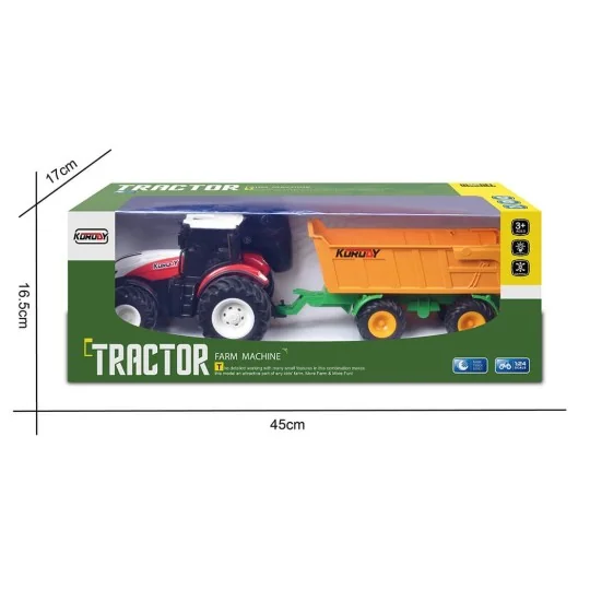 K-6643K-Red Big Wheel RC Tractor with Tipping Trailer 1/24 Korody - K-6643K