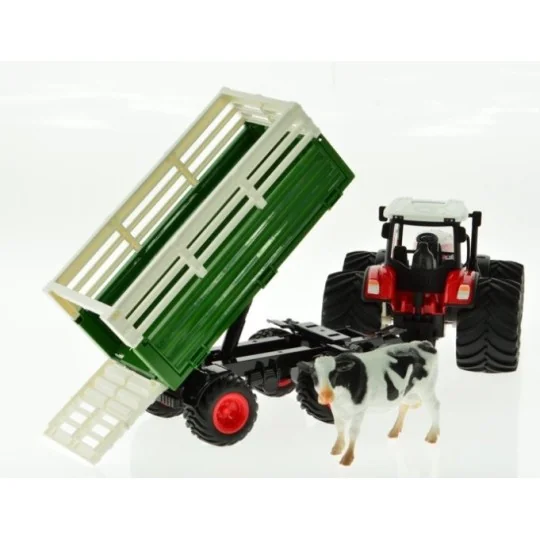 K-6644K-1/24 Korody Large Wheel RC Tractor with Trailer and Cow - Red