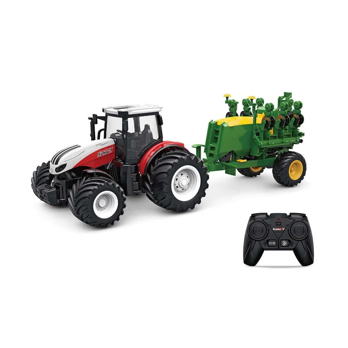 Tracteur RC rouge grosses roues avec remorque semoir 1/24 Korody  K-6646K - 1