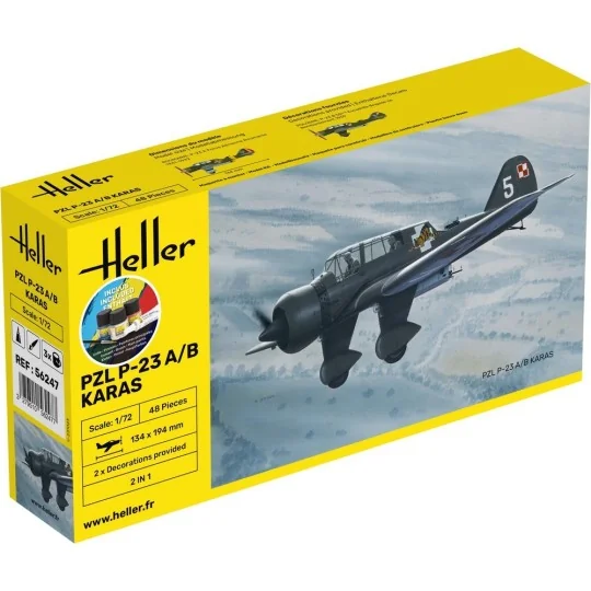 HEL-56247-PZL 23 Karas 1/72 Heller aircraft + glue and paints - HEL-56247