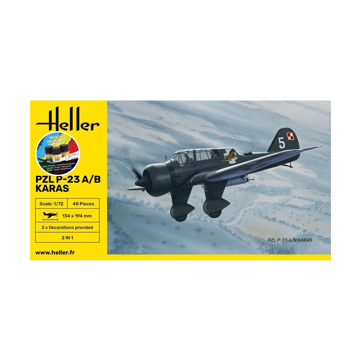 PZL 23 Karas 1/72 Heller aircraft + glue and paints Heller HEL-56247 - 2 PZL 23 Karas 1/72 Heller aircraft + glue and paints Heller HEL-56247 - 2
