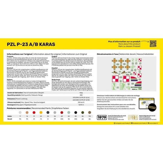 HEL-56247-Avion PZL 23 Karas 1/72 Heller + colle et peintures