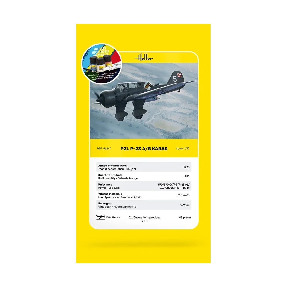 PZL 23 Karas 1/72 Heller aircraft + glue and paints Heller HEL-56247 - 4