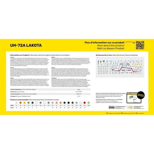 HEL-56379-Eurocopter UH-72A Lakota 1/72 Heller + colle et peintures