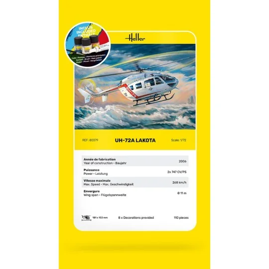 HEL-56379-Eurocopter UH-72A Lakota 1/72 Heller + colle et peintures