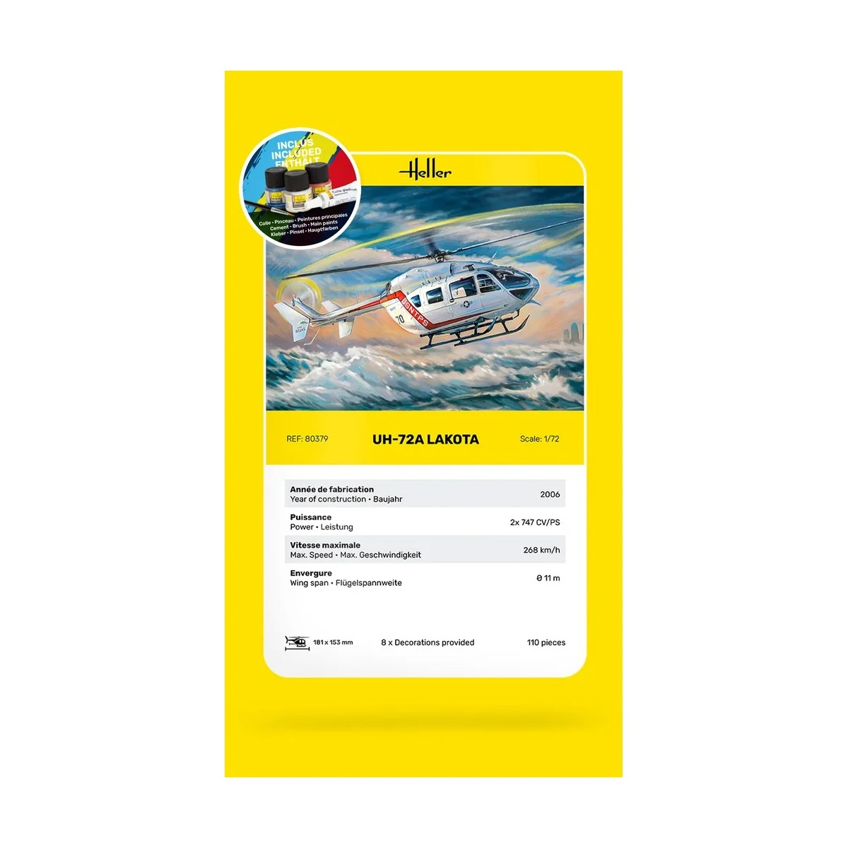 Eurocopter UH-72A Lakota 1/72 Heller + colle et peintures Heller HEL-56379 - 4