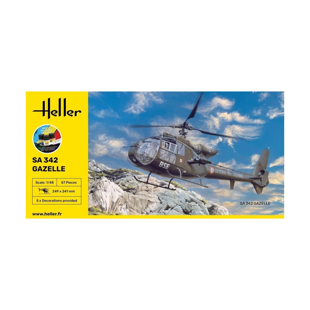SA 342 Gazelle 1/48 Heller + colle et peintures Heller HEL-56486 - 2 SA 342 Gazelle 1/48 Heller + colle et peintures Heller HEL-56486 - 2