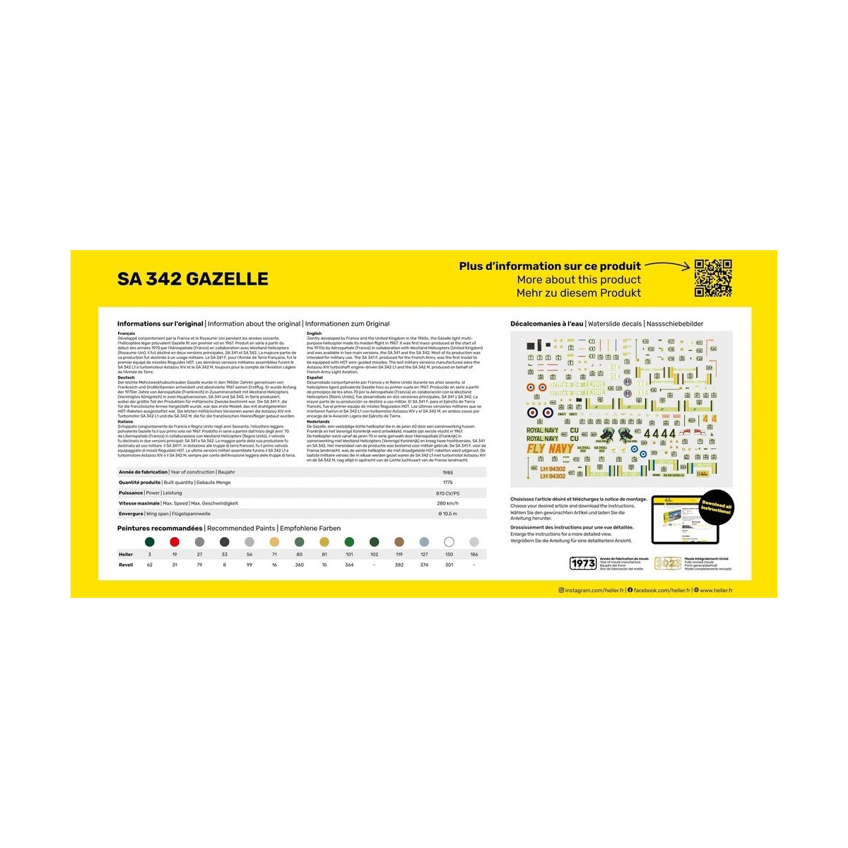 SA 342 Gazelle 1/48 Heller + colle et peintures Heller HEL-56486 - 3