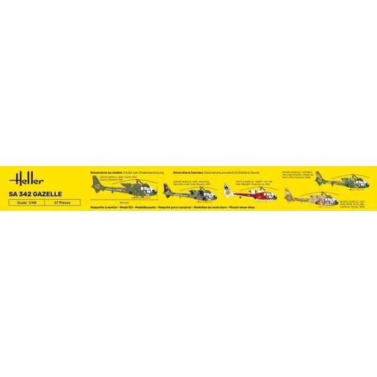 HEL-56486-SA 342 Gazelle 1/48 Heller + glue and paints - HEL-56486