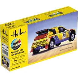 Peugeot 205 TURBO Rallye 1/43 Heller + colle et peintures Heller HEL-56189 - 1
