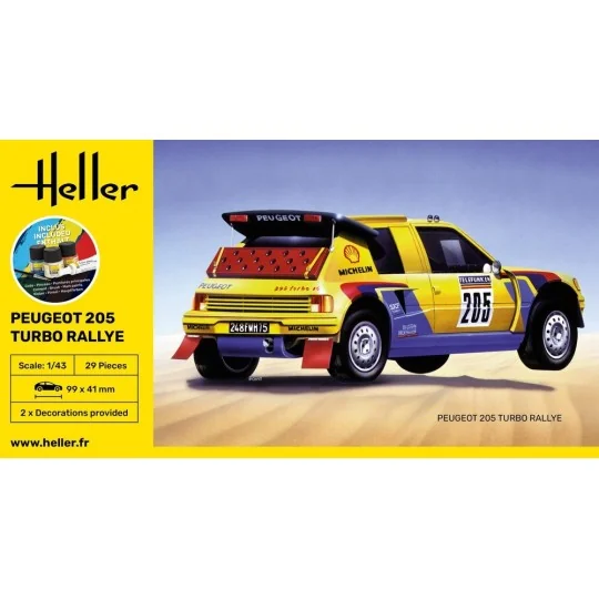 Peugeot 205 TURBO Rallye 1/43 Heller + colle et peintures Heller HEL-56189 - 2 HEL-56189-Peugeot 205 TURBO Rallye 1/43 Heller + colle et peintures - HEL-56189
