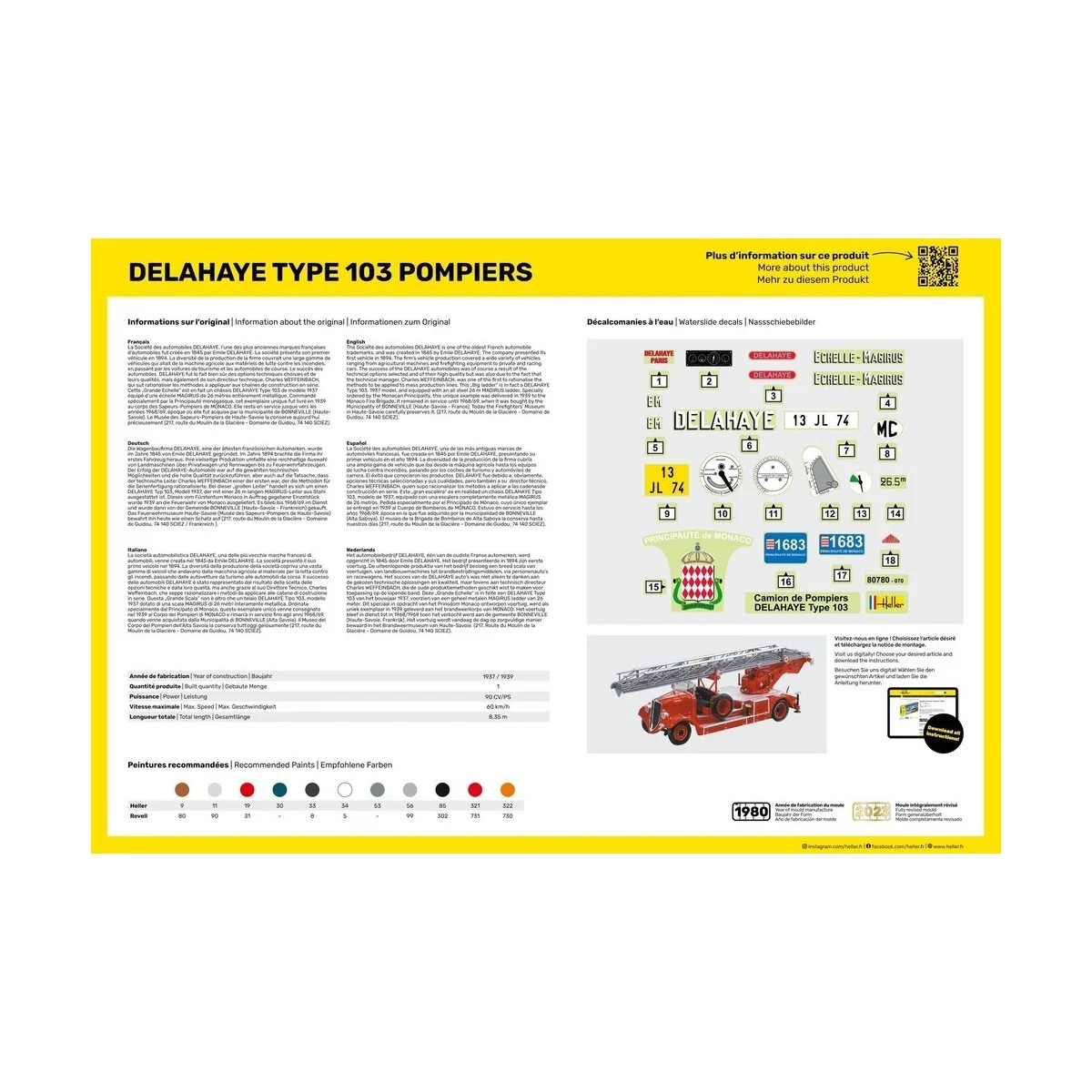 Camion Pompiers Delahaye Type 103 1/24 Heller Heller HEL-80780 - 4