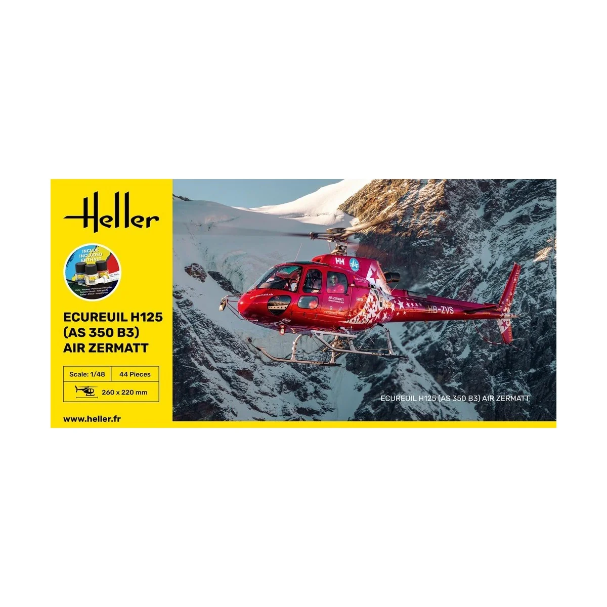 Ecureuil H125 (AS 350 B3) Air Zermatt 1/48 Heller + colle et peintures Heller HEL-56490 - 2 Ecureuil H125 (AS 350 B3) Air Zermatt 1/48 Heller + colle et peintures Heller HEL-56490 - 2