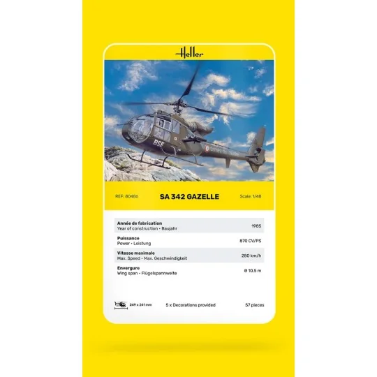 HEL-80486-Gazelle SA 342 1/48 Heller - HEL-80486