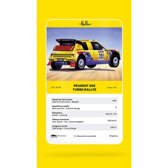 HEL-80189-Peugeot 205 Turbo Rallye 1/43 Heller