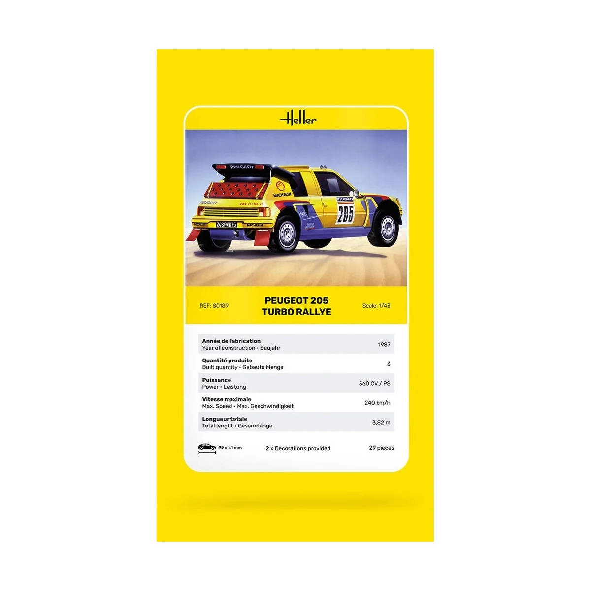 Peugeot 205 Turbo Rallye 1/43 Heller Heller HEL-80189 - 5 Peugeot 205 Turbo Rallye 1/43 Heller Heller HEL-80189 - 5