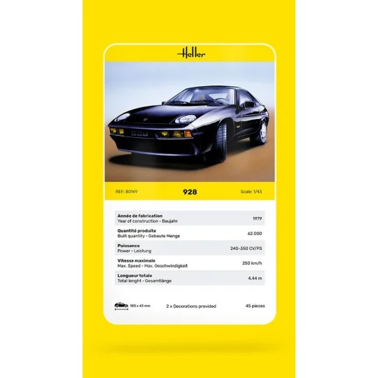 HEL-80149-Porsche 928 1/43 Heller - HEL-80149