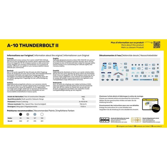 HEL-56912-A-10 Thunderbolt II 1/144 Heller + colle et peintures