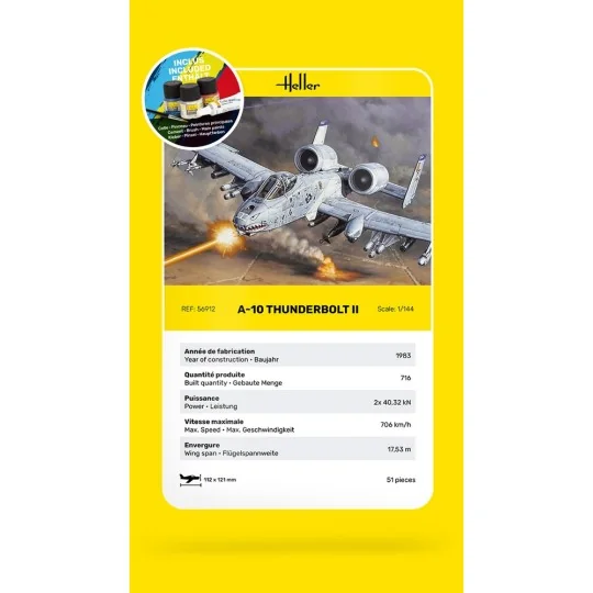 A-10 Thunderbolt II 1/144 Heller + glue and paints Heller HEL-56912 - 5 HEL-56912-A-10 Thunderbolt II 1/144 Heller + glue and paints - HEL-56912