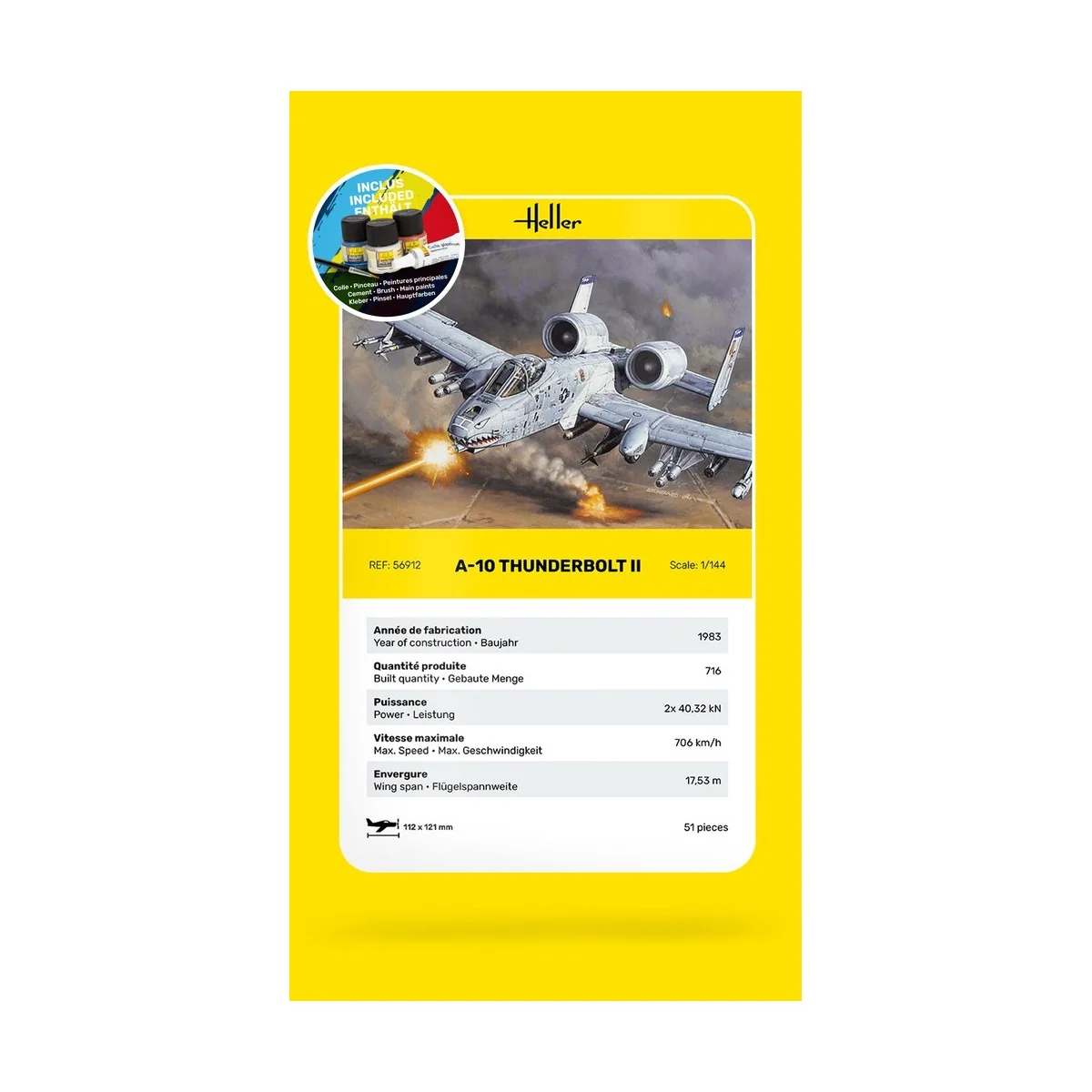A-10 Thunderbolt II 1/144 Heller + glue and paints Heller HEL-56912 - 5 A-10 Thunderbolt II 1/144 Heller + glue and paints Heller HEL-56912 - 5