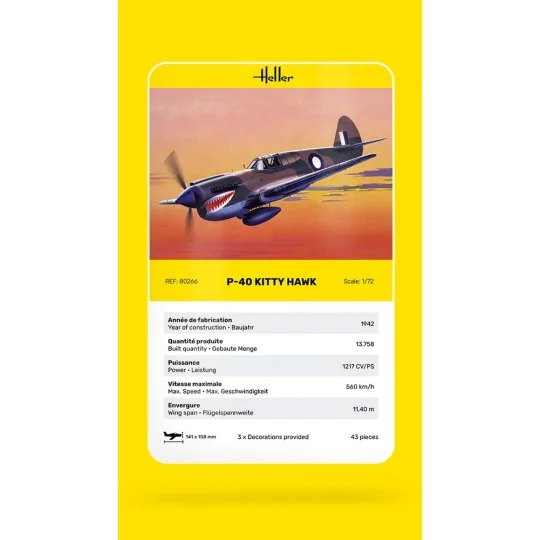 P-40 Kitty Hawk 1/72 Heller Heller HEL-80266 - 5 HEL-80266-P-40 Kitty Hawk 1/72 Heller - HEL-80266