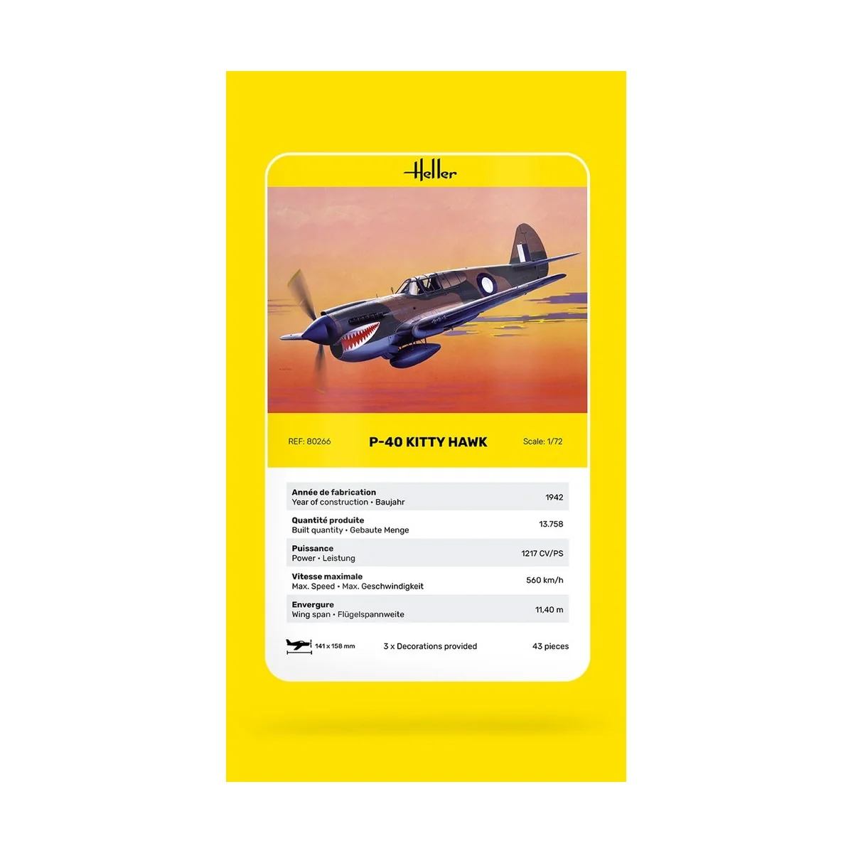 P-40 Kitty Hawk 1/72 Heller Heller HEL-80266 - 5 P-40 Kitty Hawk 1/72 Heller Heller HEL-80266 - 5