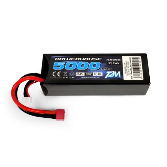 T1350003C-Li-Po 3S 11.1V 5000mAh 50C coqué (Dean) T2M