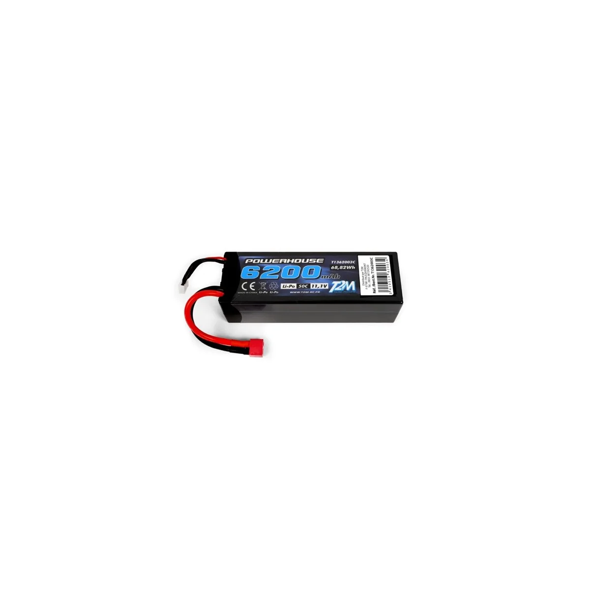 Li-Po 3S 11.1V 6200mAh 50C coqué (Dean) T2M T2M T1362003C - 1