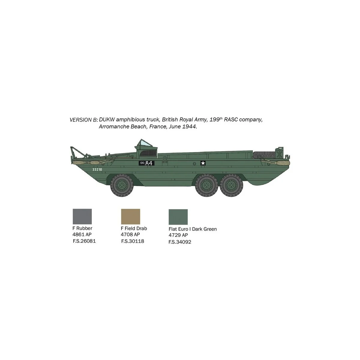 Véhicule DUKW 2 1/2 ton GMC amphibie 1/72 Italeri Italeri I7022 - 5 Véhicule DUKW 2 1/2 ton GMC amphibie 1/72 Italeri Italeri I7022 - 5