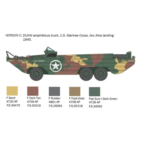 Véhicule DUKW 2 1/2 ton GMC amphibie 1/72 Italeri Italeri I7022 - 6 I7022-Véhicule DUKW 2 1/2 ton GMC amphibie 1/72 Italeri - I7022